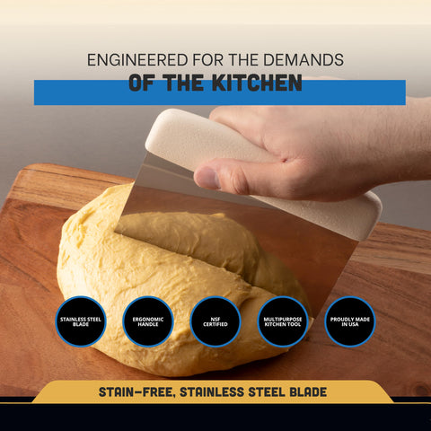 Dexter-Russell Sani-Safe carbon steel blade closeup highlights durability for daily baking.