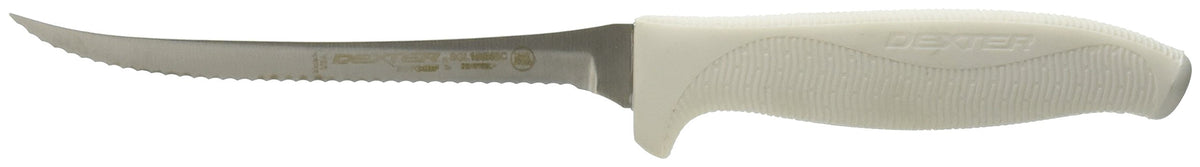 Dexter-Russell SofGrip 5-1-2-inch edge close-up for precise produce prep.