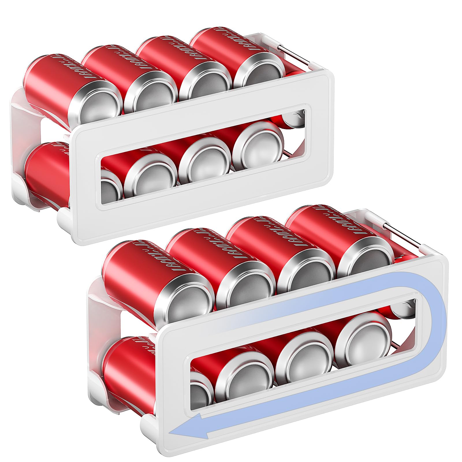 DEYILIAN soda can organizer front view shows neat can alignment for easy access