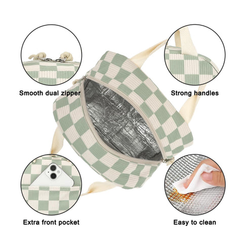 Dezcrab corduroy lunch bag interior with thermal insulation keeps foods fresh