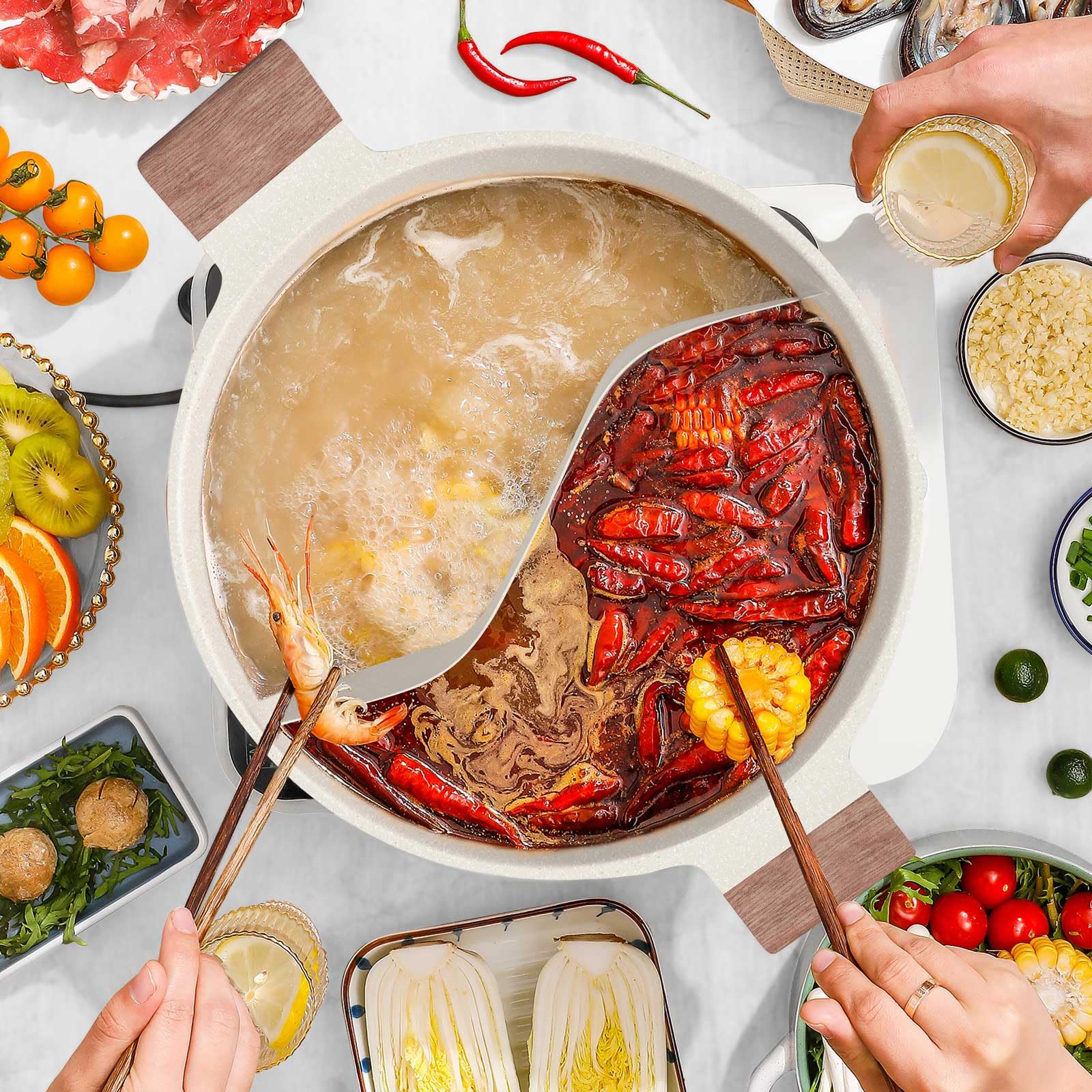 DEZIN 12-inch divided stockpot bottom designed for efficient heat distribution.