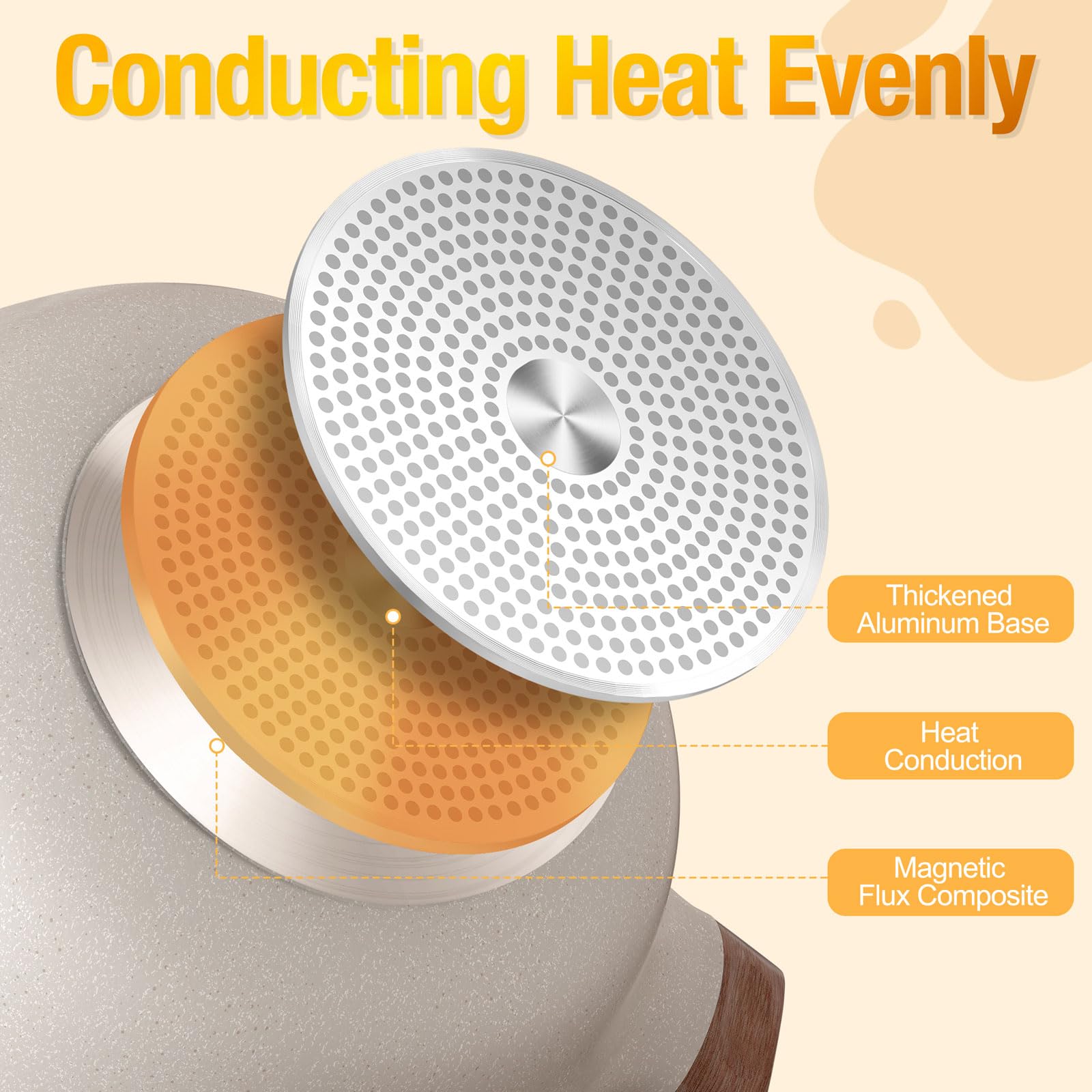DEZIN heat-proof handles stay cool during busy meals.