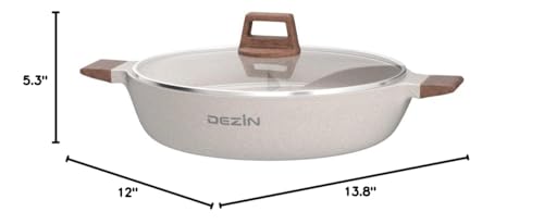 DEZIN 5-Qt pot suitable for induction, gas, electric, and ceramic stoves.
