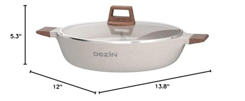 DEZIN 5-Qt pot suitable for induction, gas, electric, and ceramic stoves.