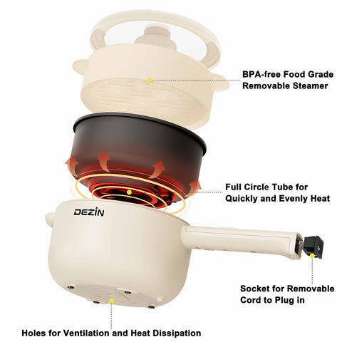 DEZIN electric cooker egg rack included offers convenient breakfast options.