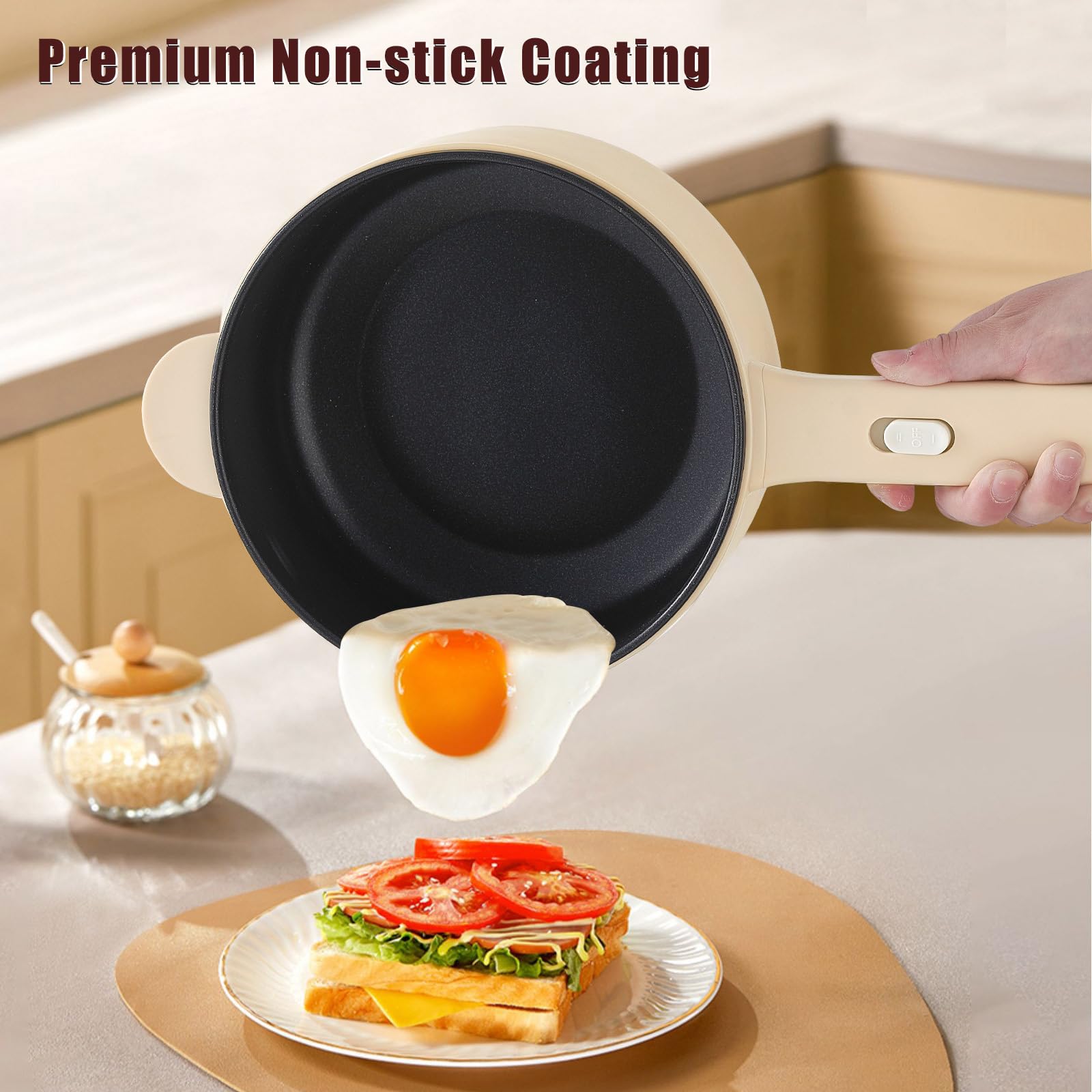 DEZIN electric cooker non-stick coating close-up for easy cleaning.