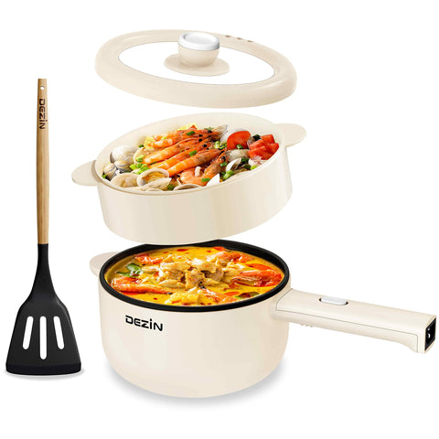 DEZIN electric cooker outer view highlights compact dorm-friendly design for easy storage.