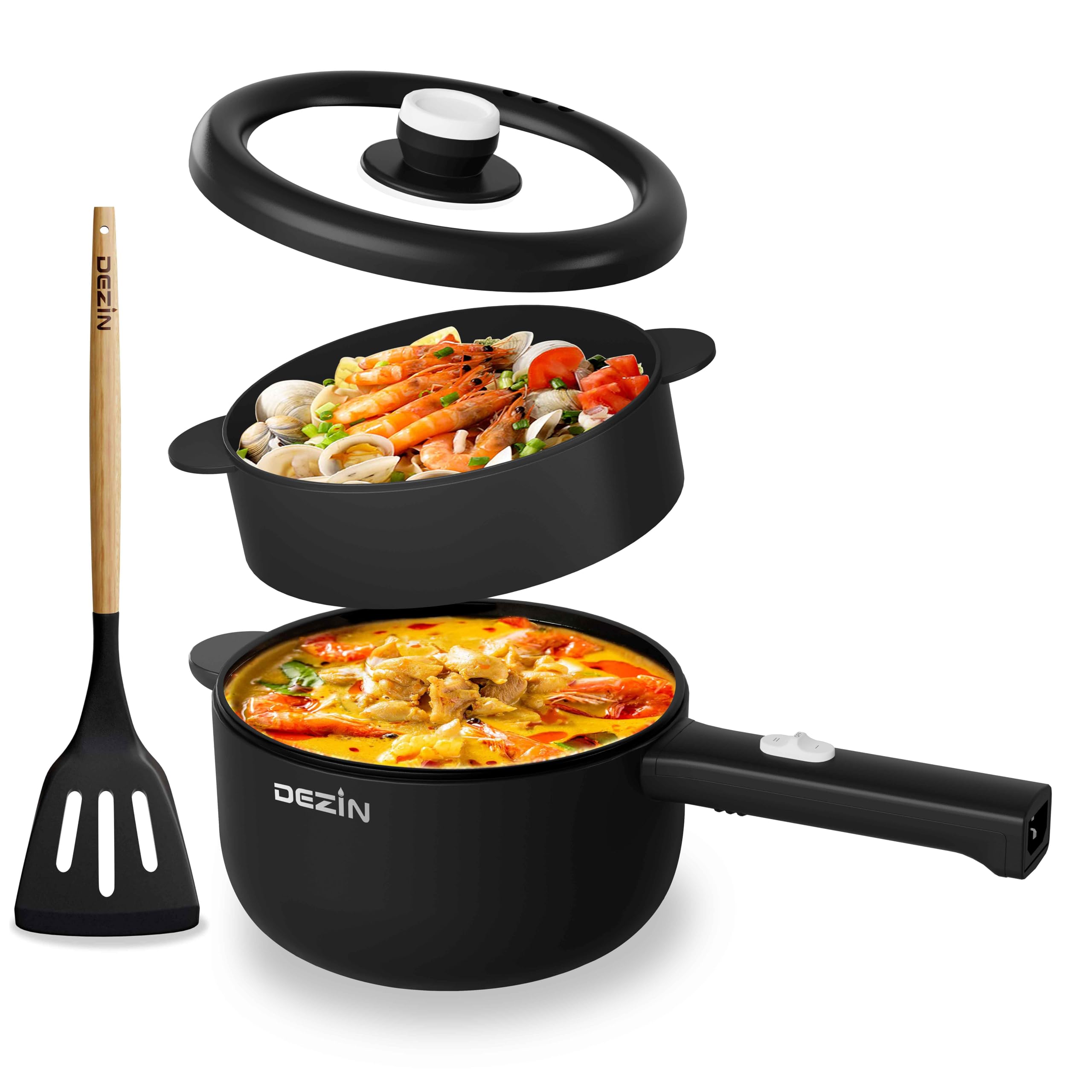 DEZIN electric cooker overview showing compact dorm-friendly design for quick meals