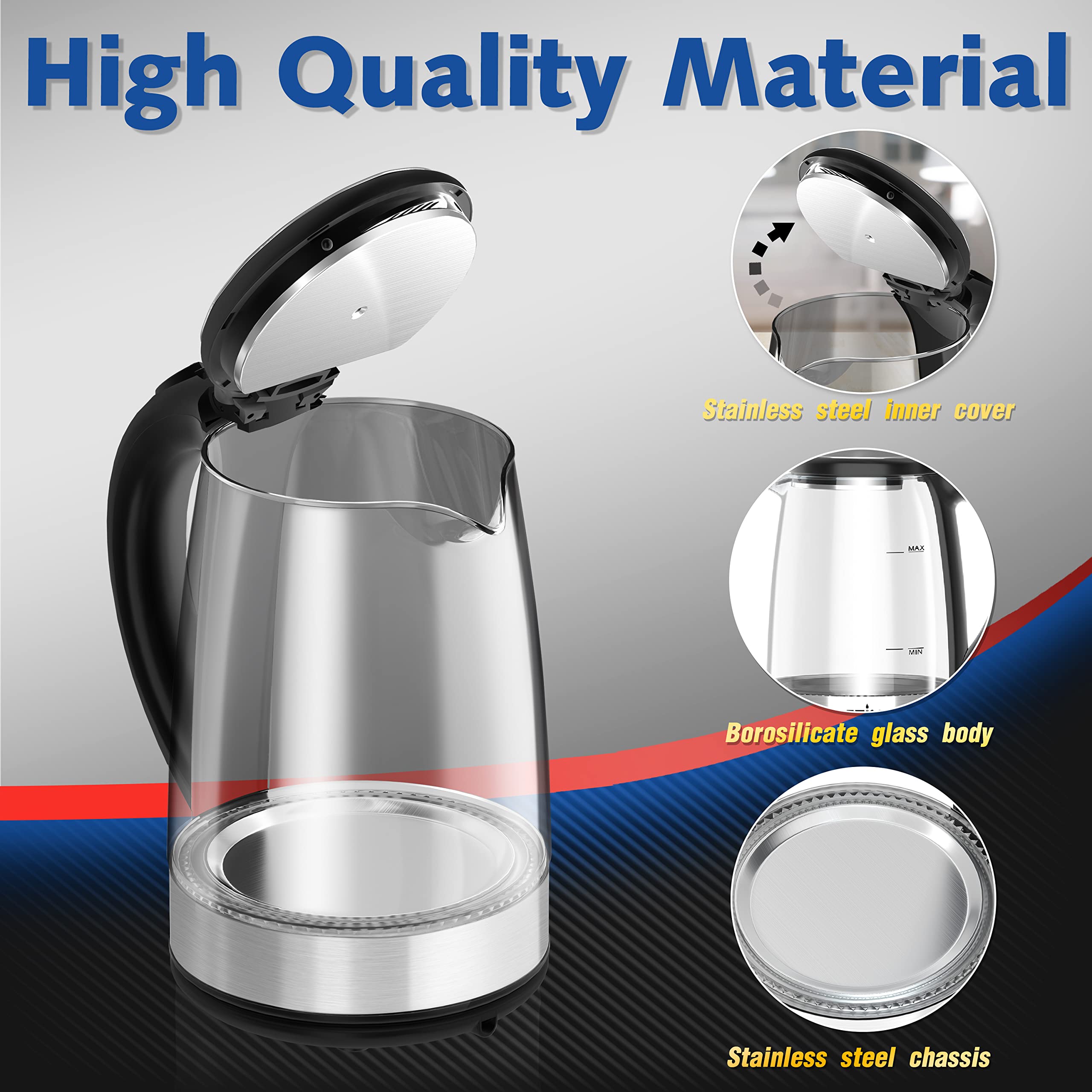 DEZIN 2L capacity supports multiple cups of tea or coffee