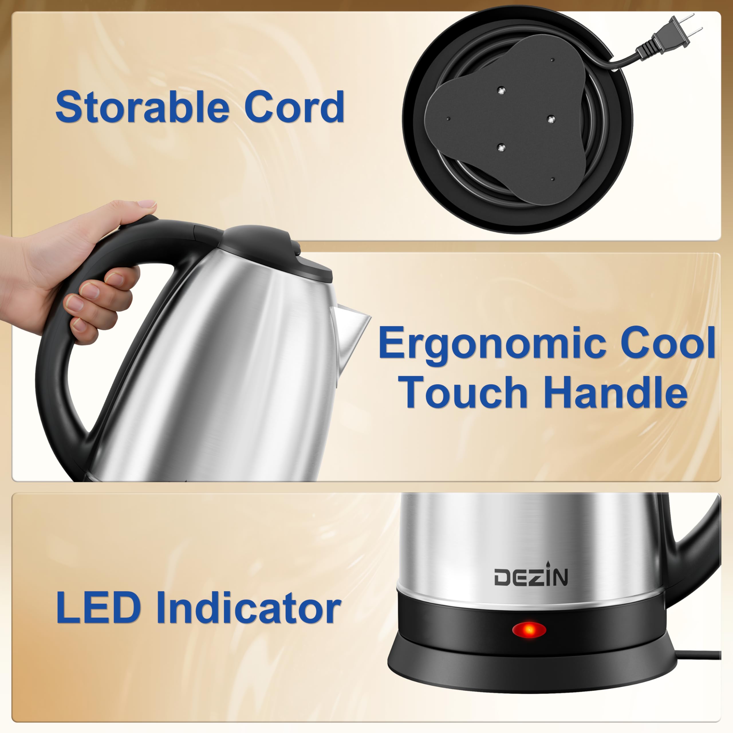 DEZIN cordless base design enables easy lift-off pouring.