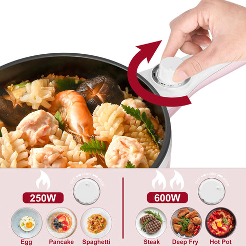 DEZIN hot pot 1.5L capacity supports single servings and dorm room meals.