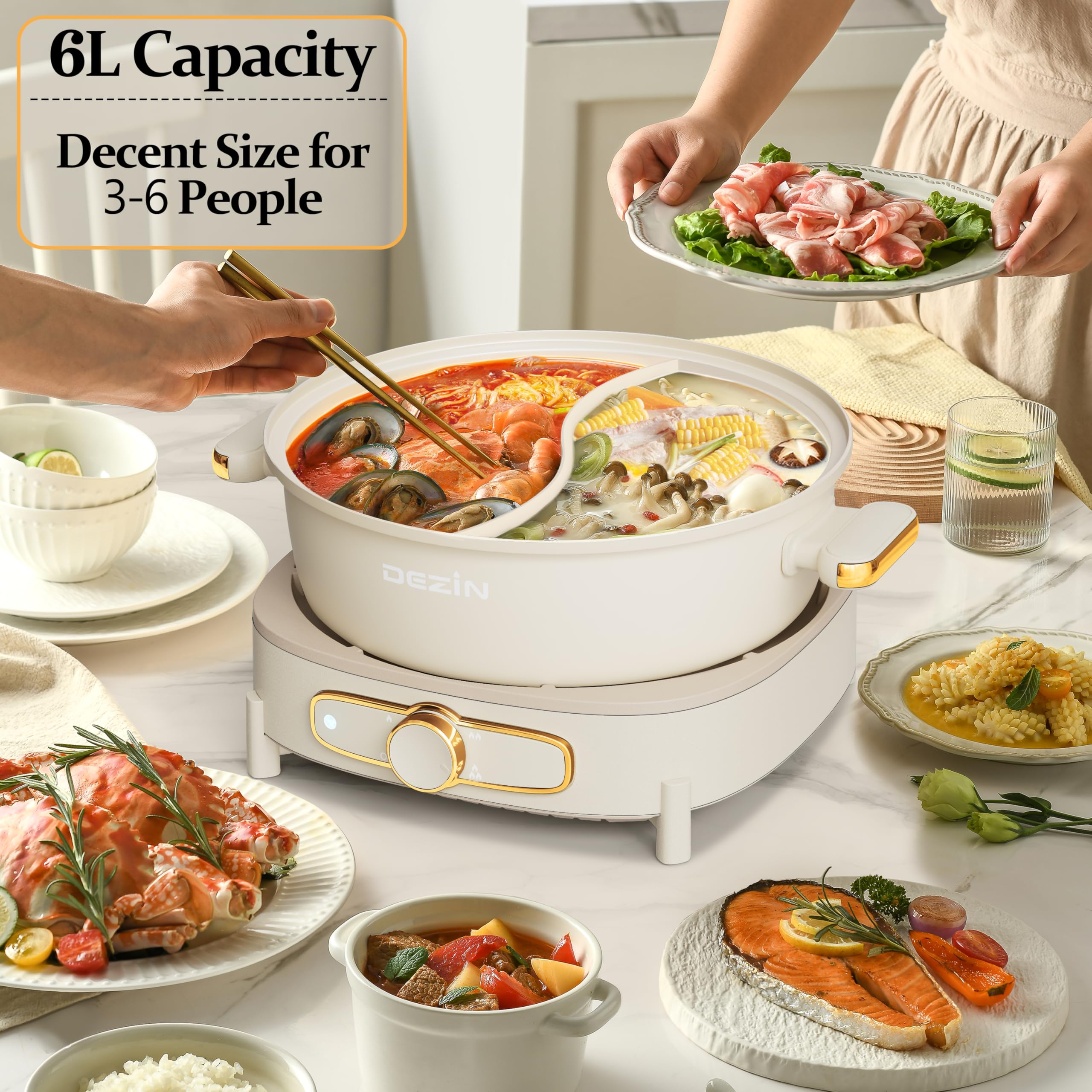 DEZIN hot pot anti-scalding handles for safe handling.