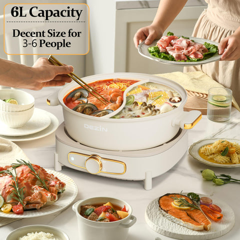 DEZIN hot pot anti-scalding handles for safe handling.