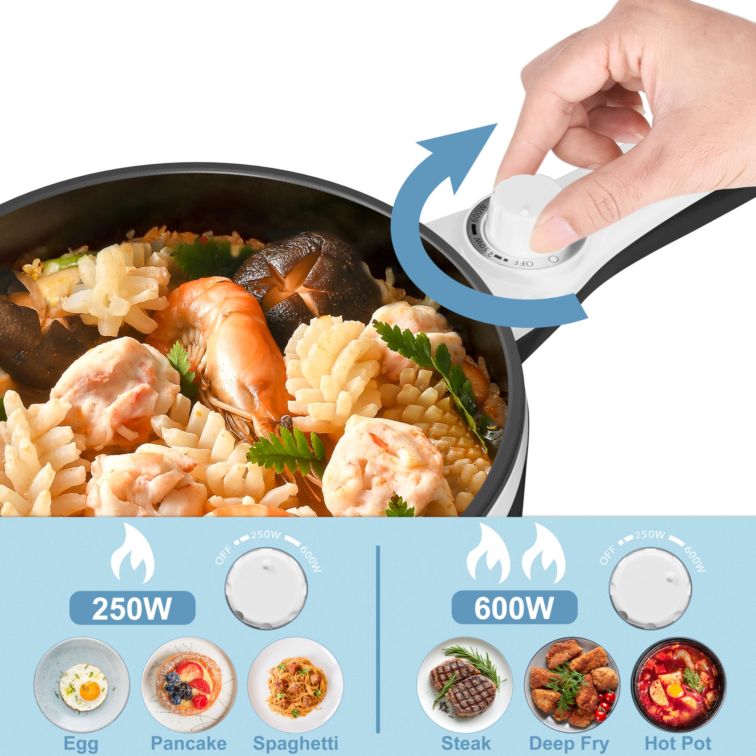 Dezin hot pot 1.5L capacity perfect for dorm rooms.