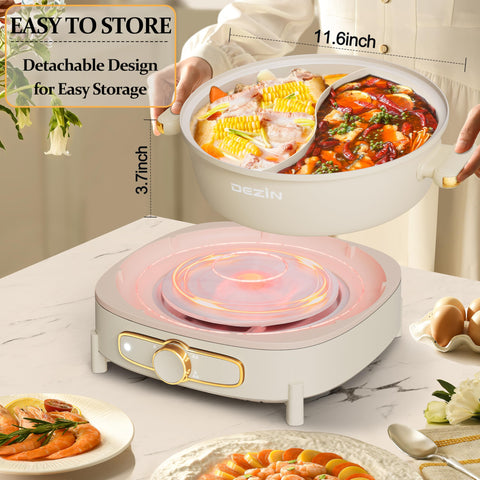 DEZIN hot pot with dual heating tubes for even, rapid heating.