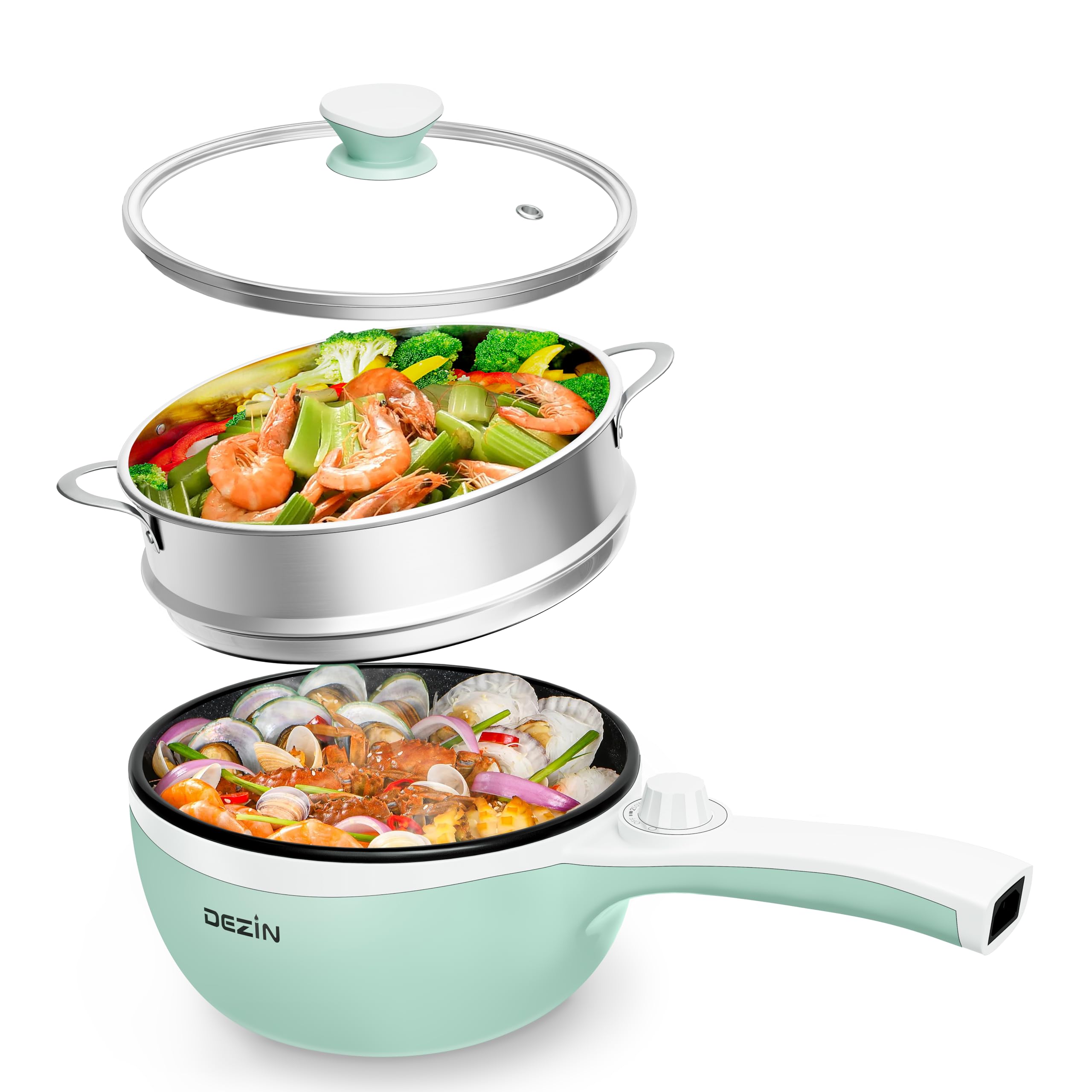 DEZIN hot pot electric pot with open lid for quick meal prep anywhere