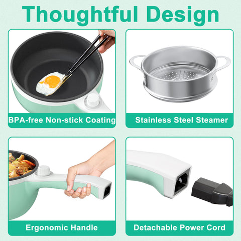 DEZIN hot pot electric setup ready for serving eggs, noodles, or oatmeal