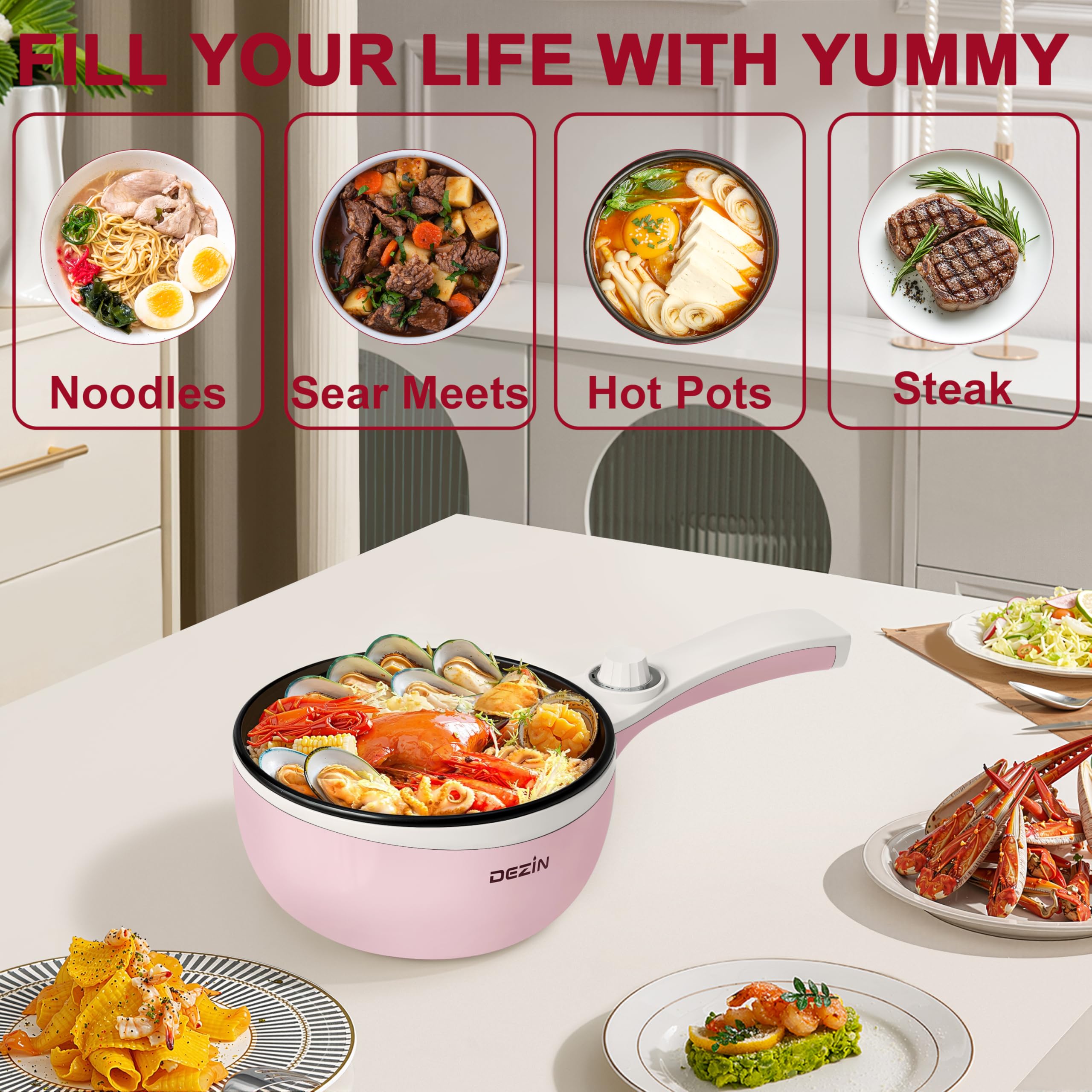 DEZIN hot pot included silicone Turner spatula eases stirring and serving.