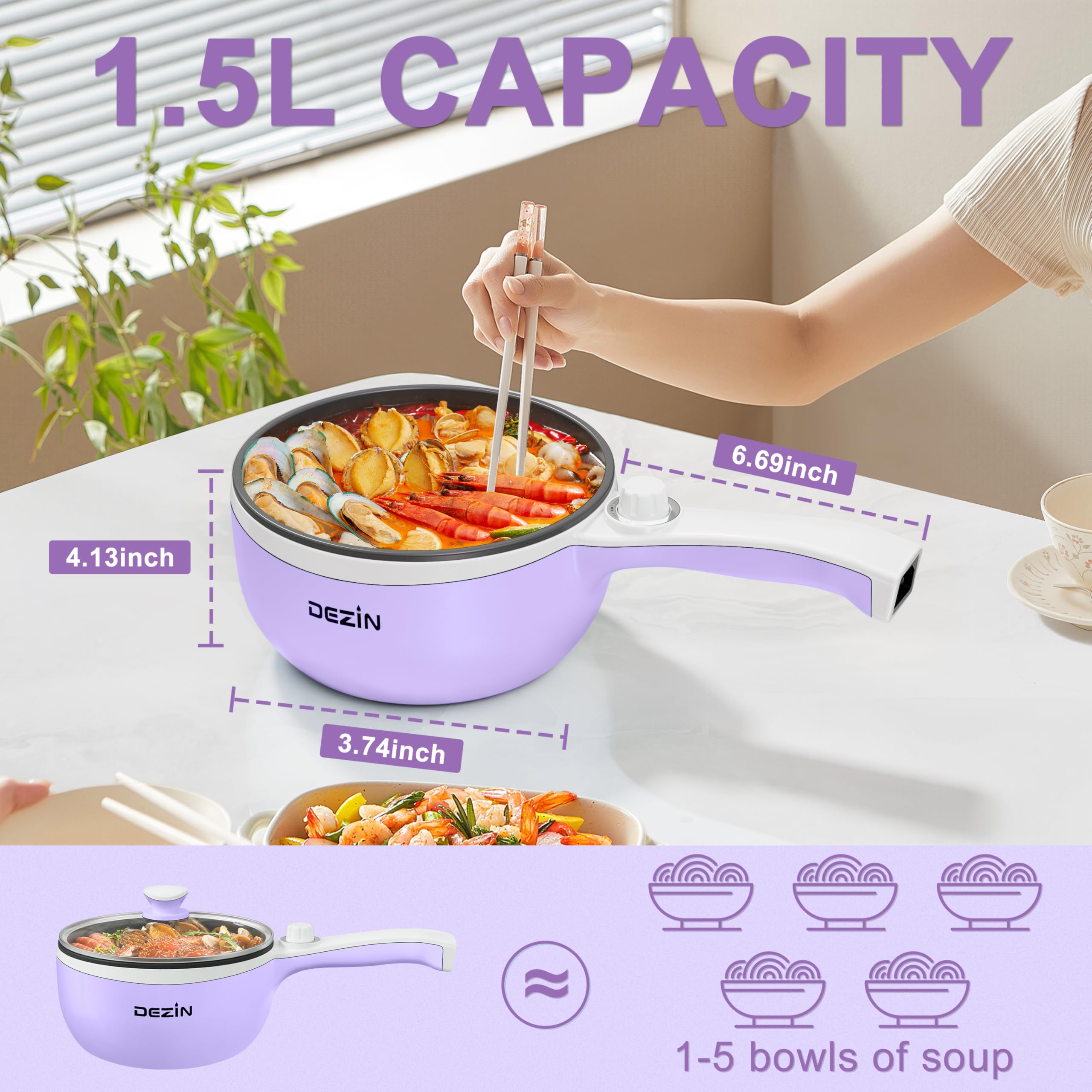 DEZIN hot pot with lid on for compact kitchen setup