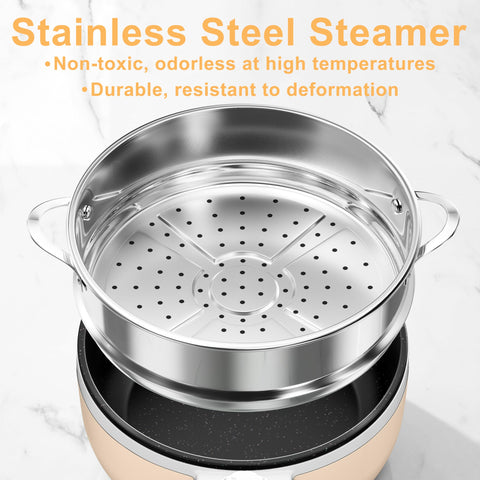 DEZIN hot pot ready to sauté, highlighting versatile cooking in a compact pot.