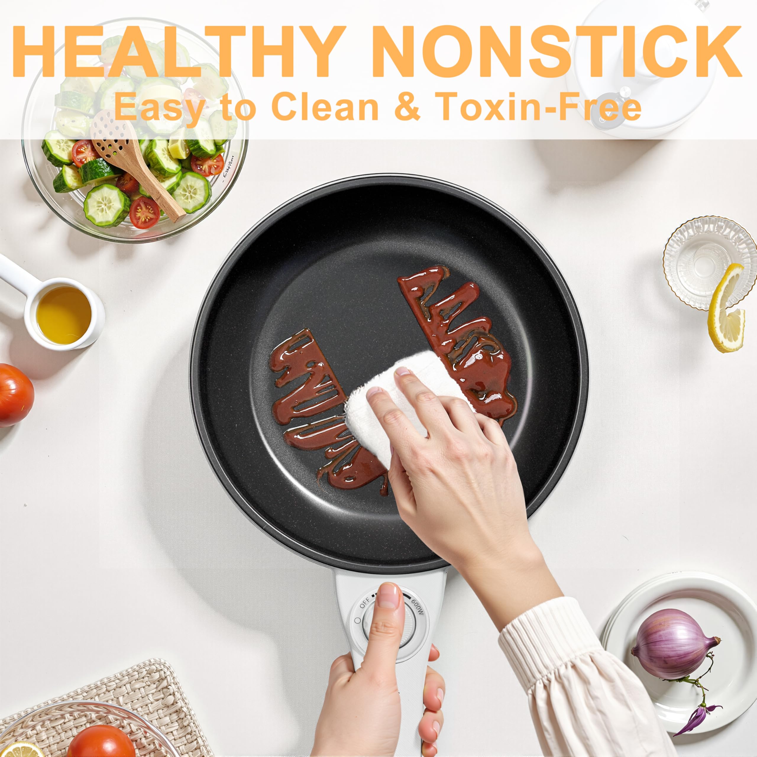 DEZIN hot pot with silicone turner included for convenient flipping and serving.