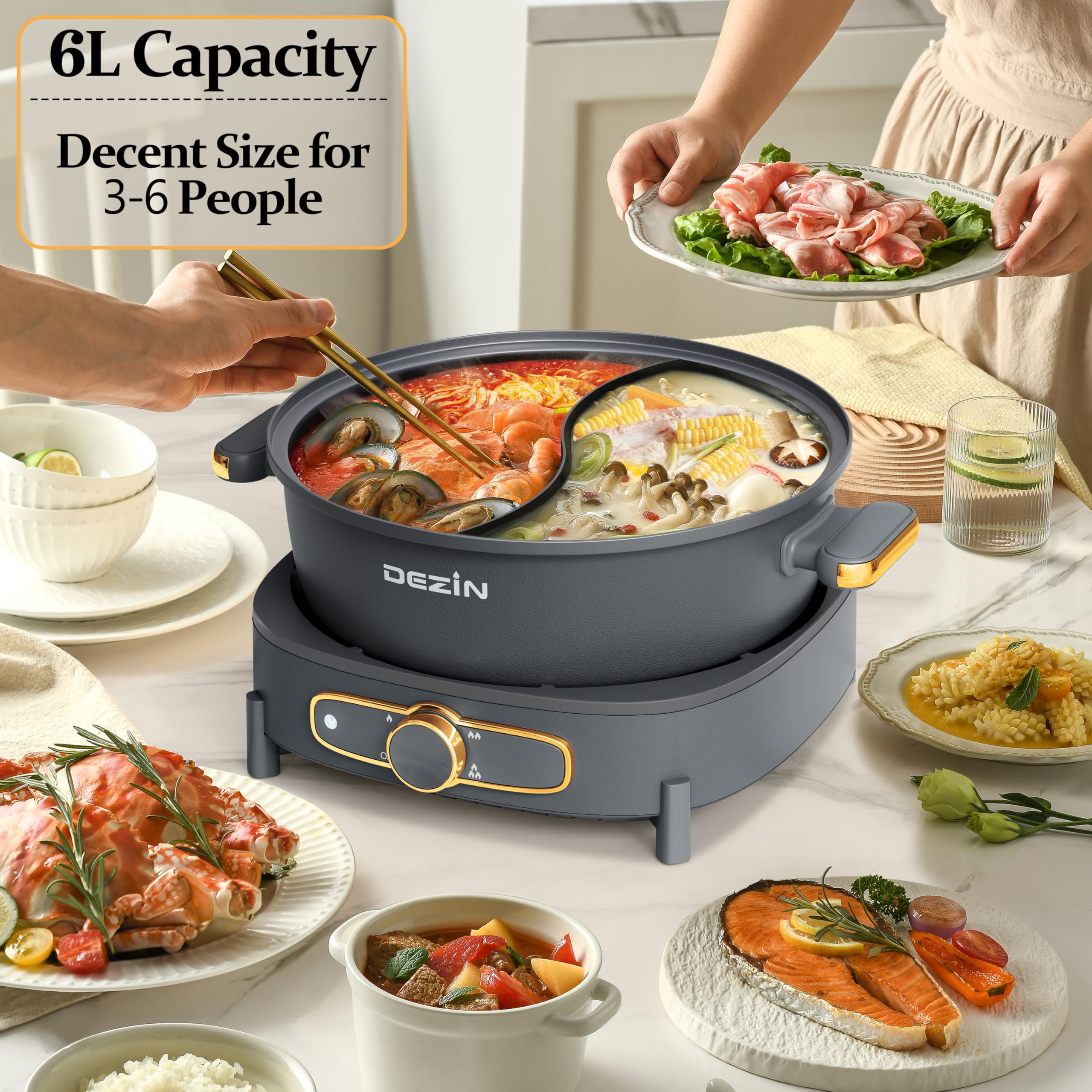 DEZIN multi-power 1500W control for simmer, boil, and more.