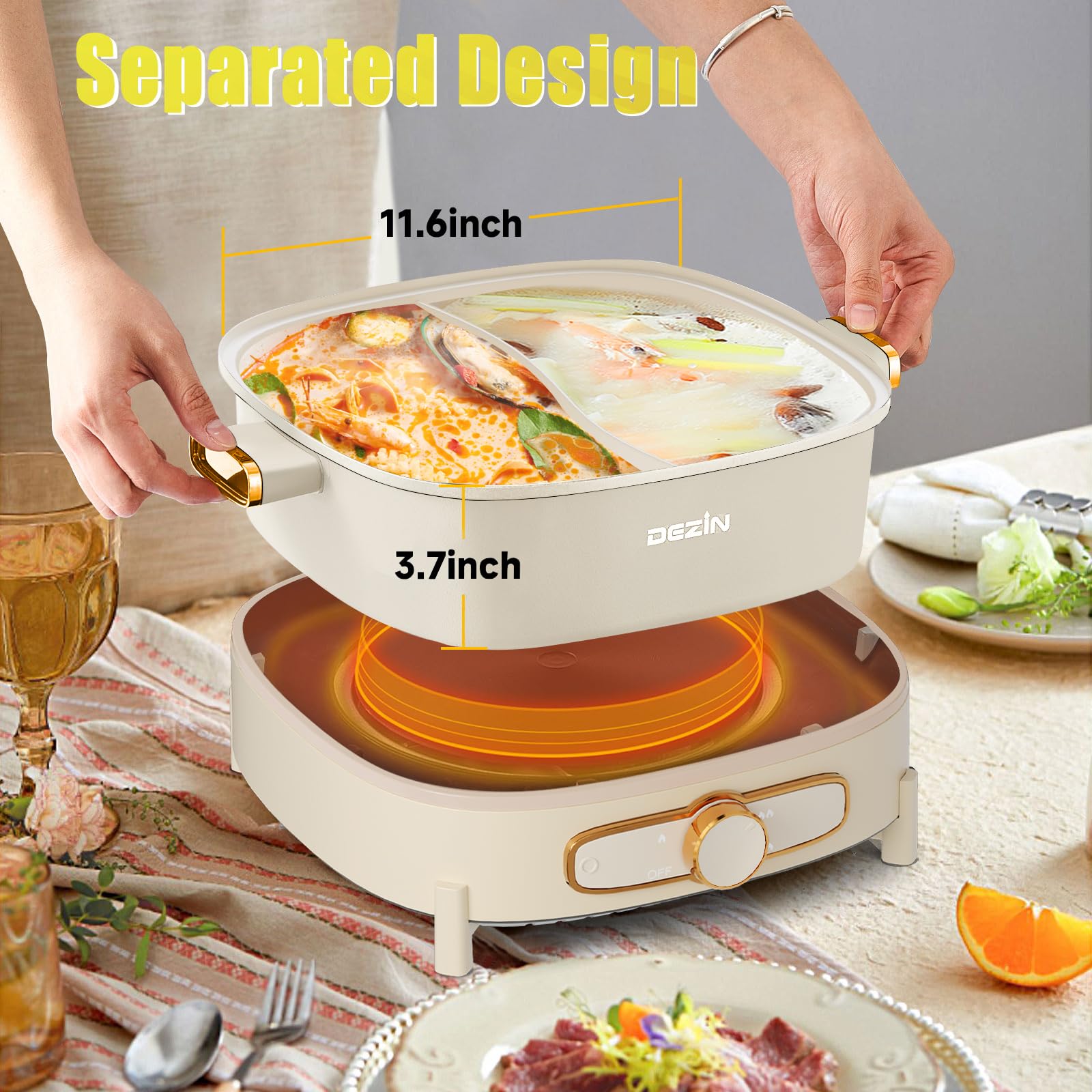 DEZIN Shabu Shabu Pot anti-scalding handles for safe handling