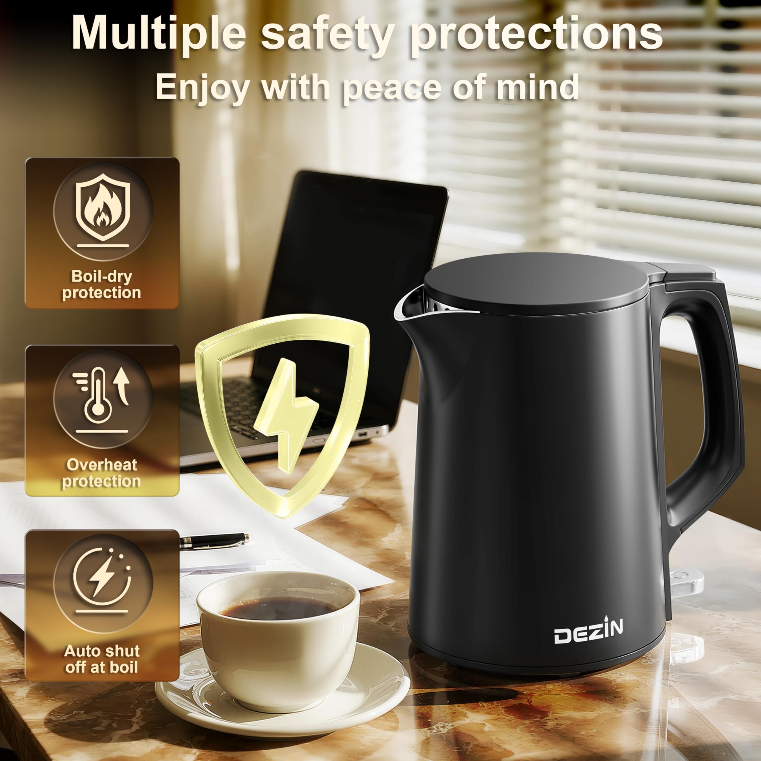 DEZIN 304 stainless steel interior highlighted for clean taste and simple cleaning.