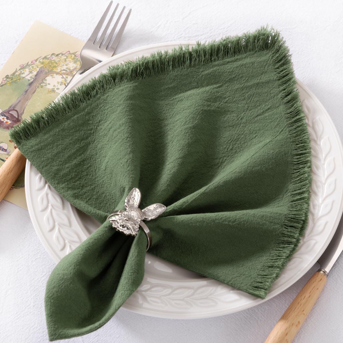 DeZerlor 12-pack linen-cotton napkins suitable for everyday meals.