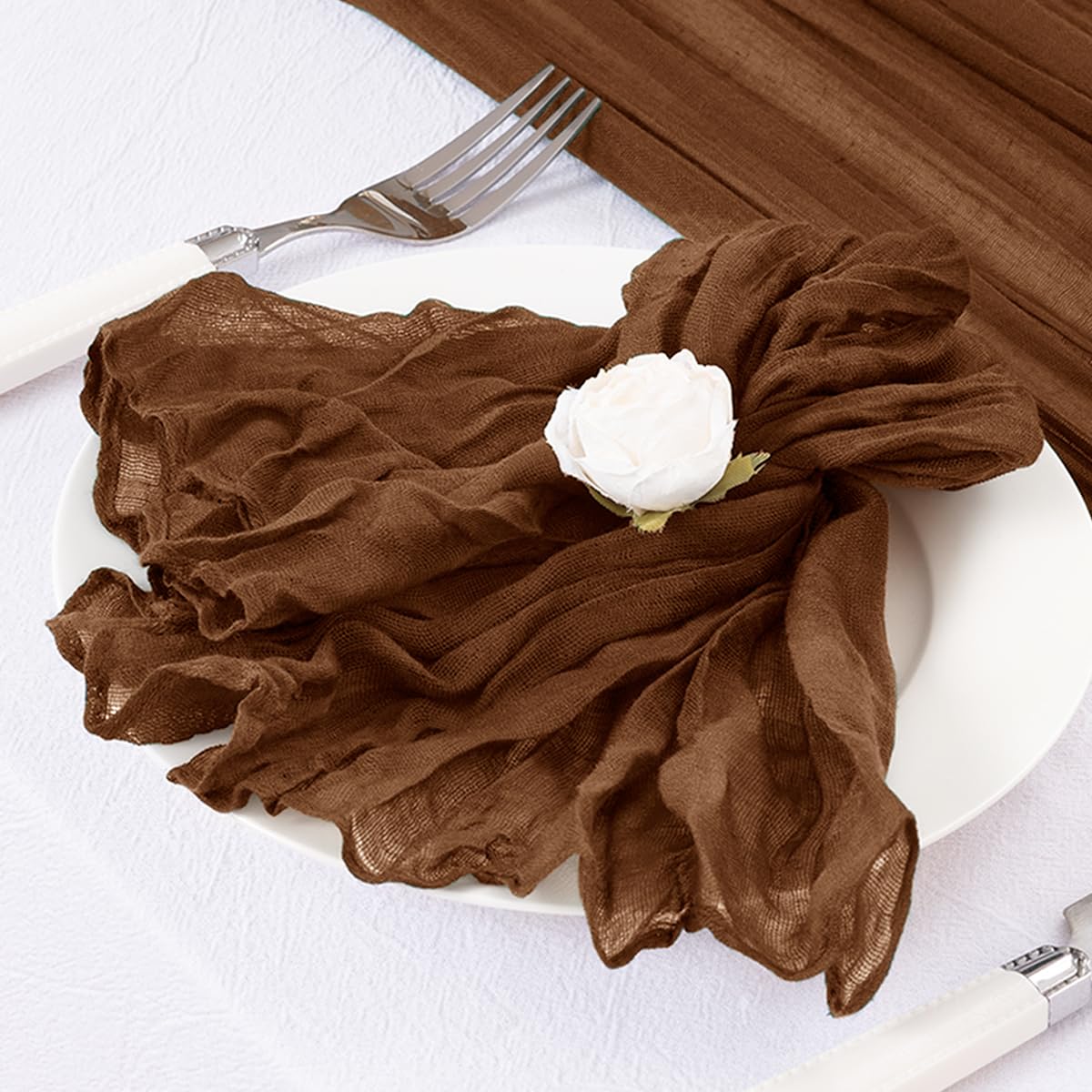 DeZerlor napkins for bridal shower, elegant wrinkled texture.