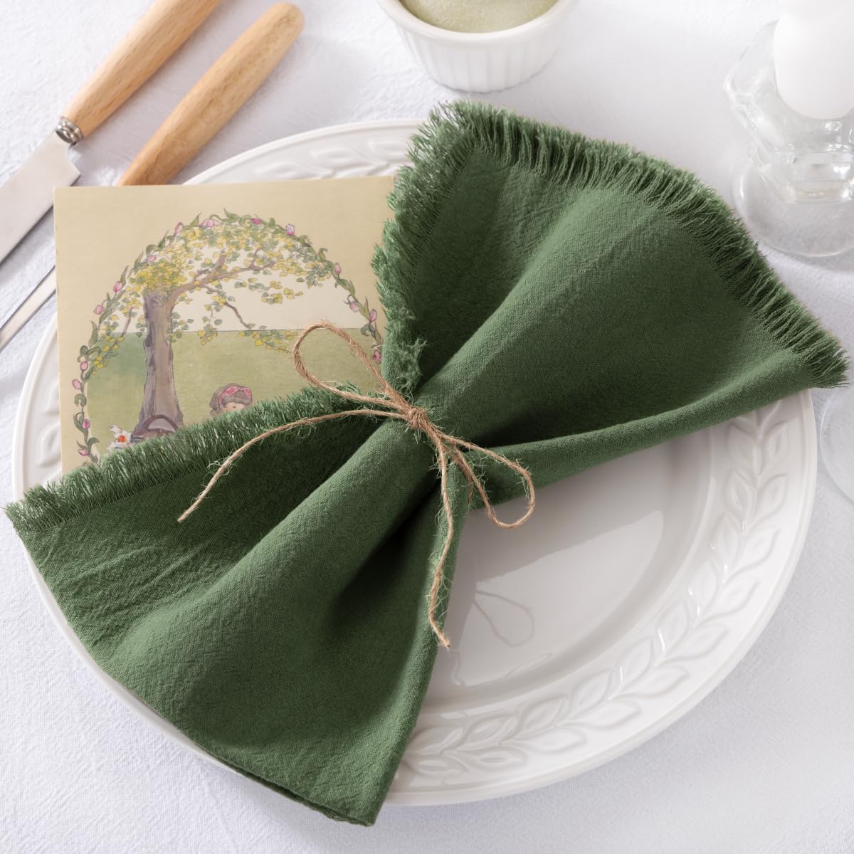 DeZerlor napkins on dining table show durable, absorbent fabric in use.