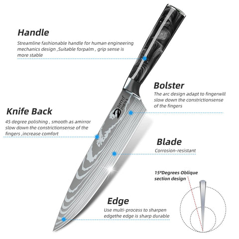 Dfito 8 inch bread knife highlighting serrated edge for crusty loaves.