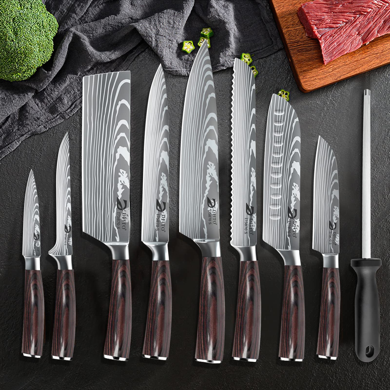 Dfito gift-ready knife set appeals to home cooks seeking premium quality.