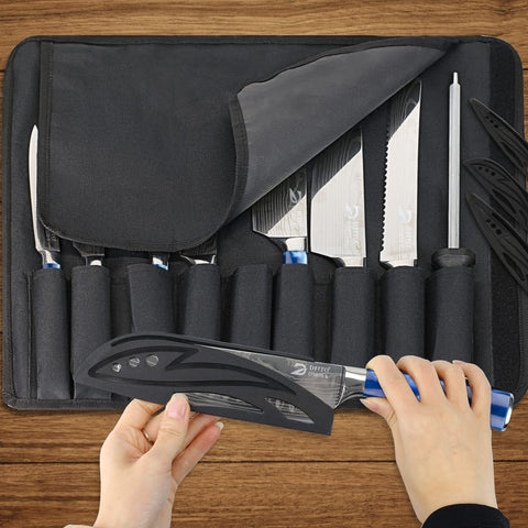 Dfito knife set ergonomic handle highlighting comfortable grip for extended prep