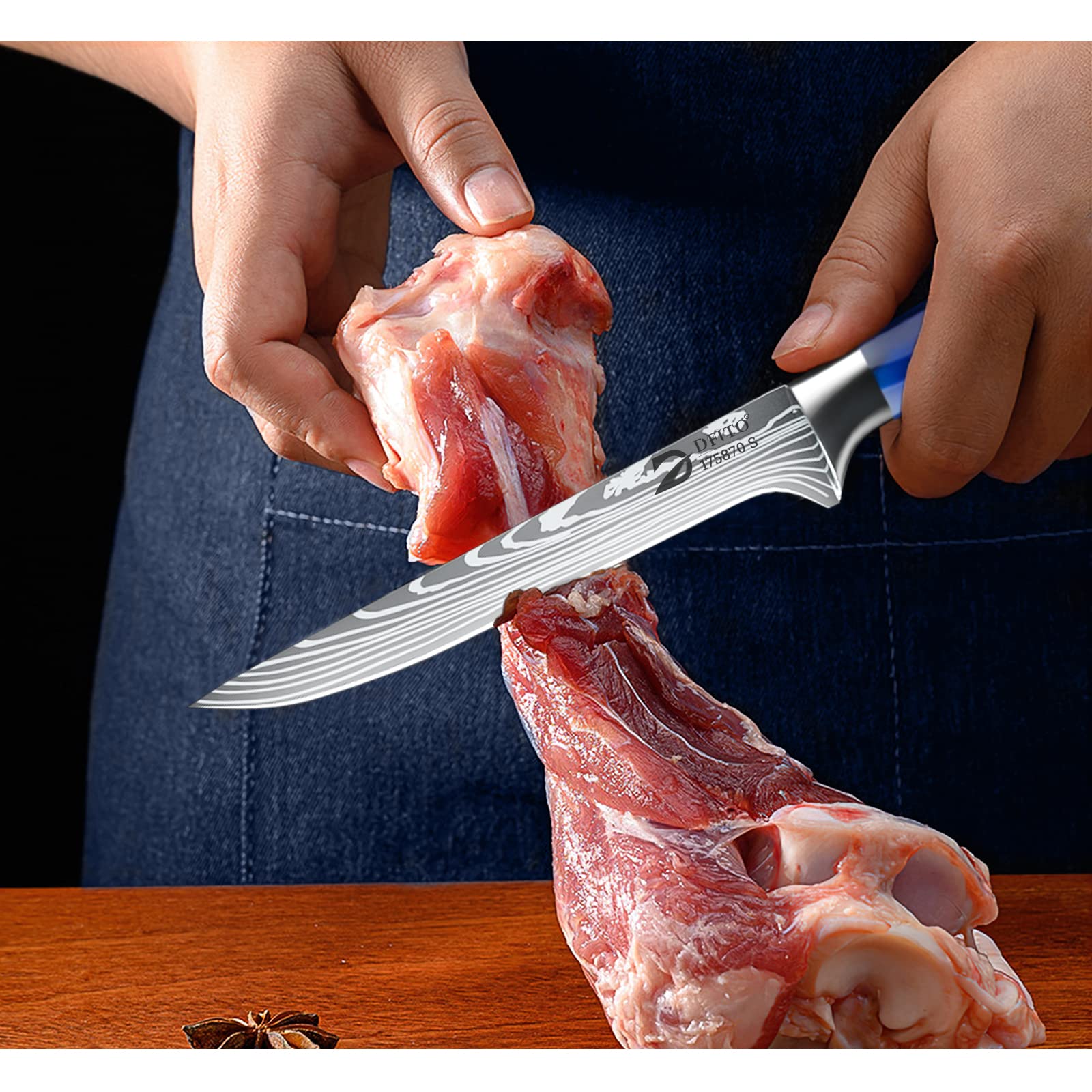 Dfito razor-sharp edge detail for clean cuts on meat and produce