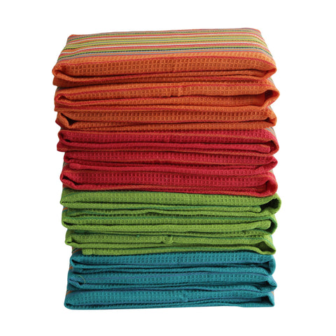 DG Collections Salsa Stripe Kitchen Towel in a cafe setting for fast cleanups.