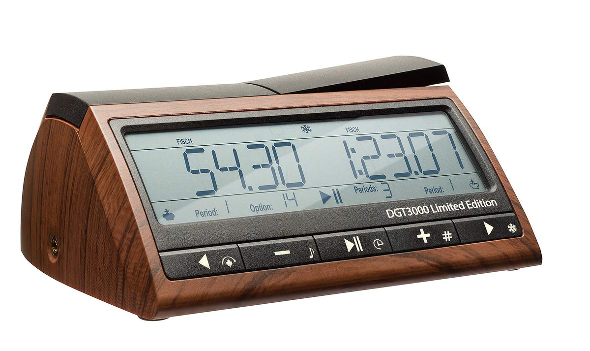 DGT3000 LE wooden look chess timer with large, readable display