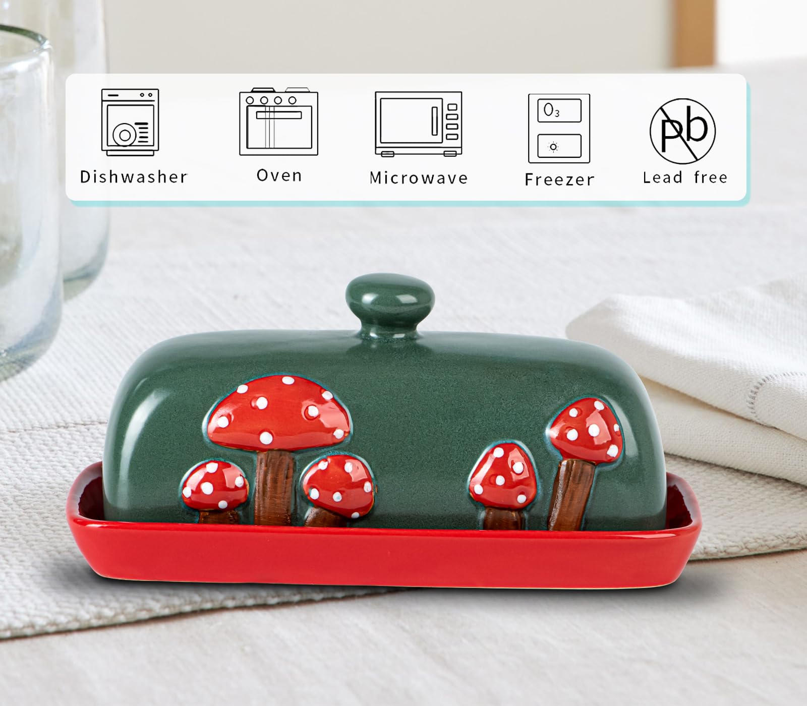 DGUDGU butter dish with lid for kitchen decor and convenient serving.