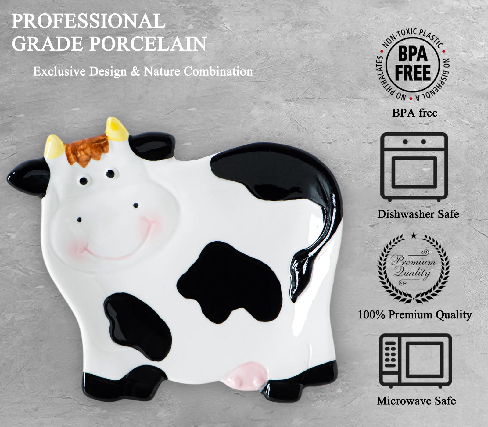 dgudgu Cow Shaped Spoon Rest dishwasher safe for easy cleaning.