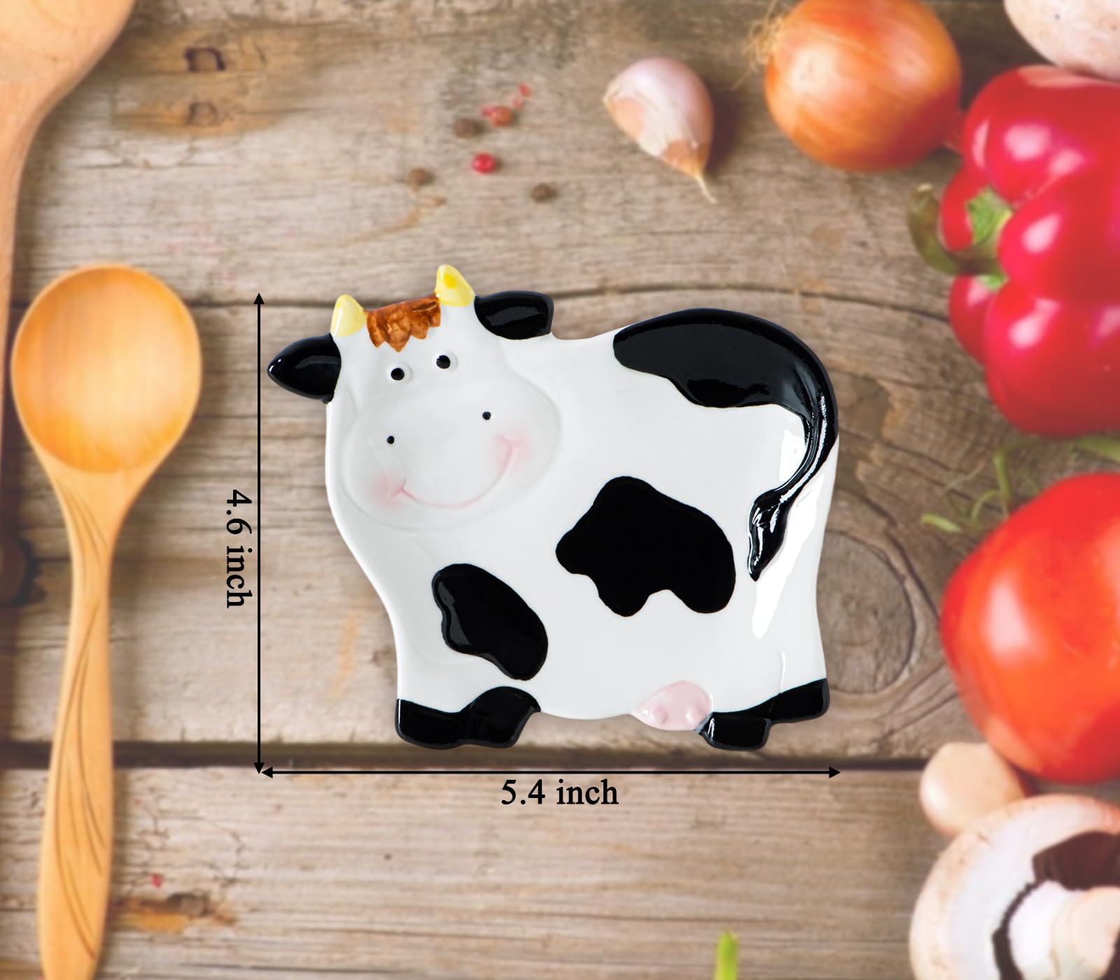 dgudgu Ceramic cow spoon rest decorative and practical for farmhouse kitchens.