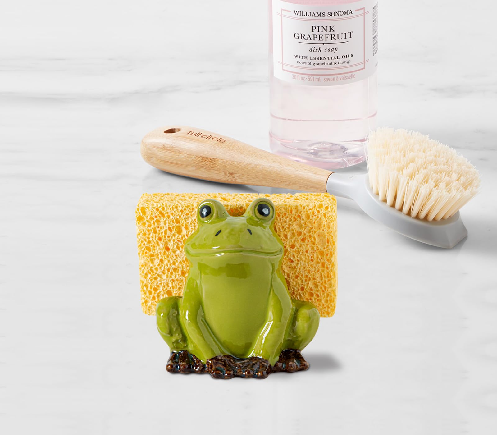 dgudgu Frog Sponge Holder on Counter fits compact spaces.
