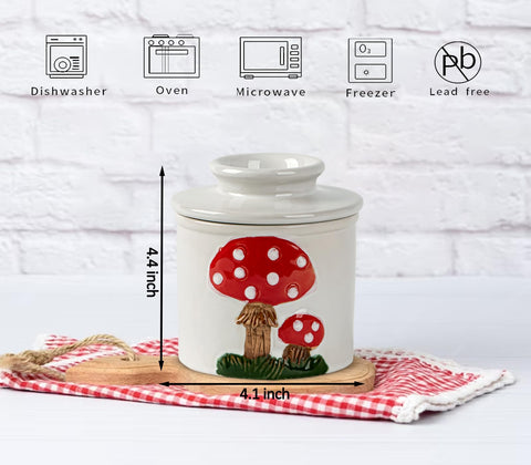 dgudgu mushroom butter crock is dishwasher safe for easy cleaning.