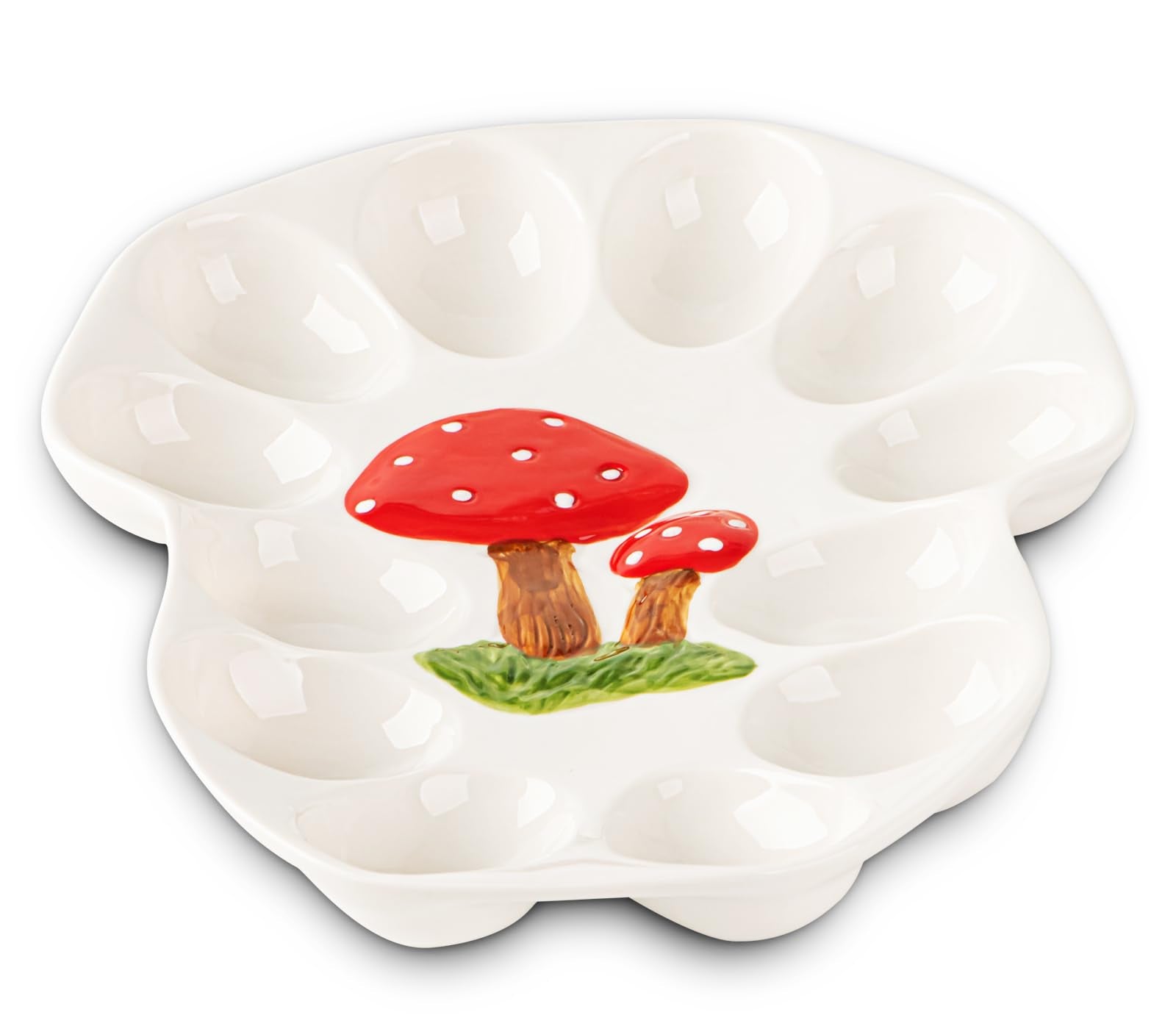 dgudgu mushroom deviled egg platter showcases a stylish centerpiece for parties.