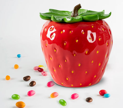 dgudgu Strawberry Candy Jar full view highlights its large capacity for treats