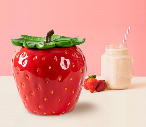 dgudgu Strawberry Candy Jar office desk arrangement adds charming organization