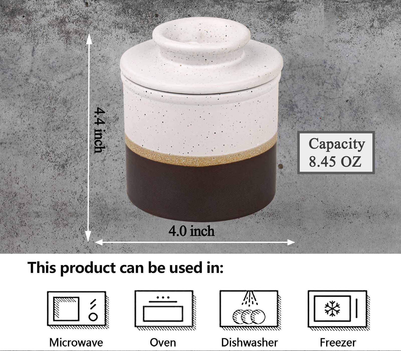 dgudgu butter crock close-up shows scratch-resistant glaze for durability