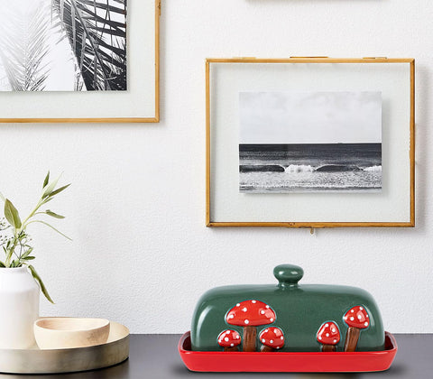 DGUDGU woodland butter dish on countertop, whimsical decor keeps butter accessible.