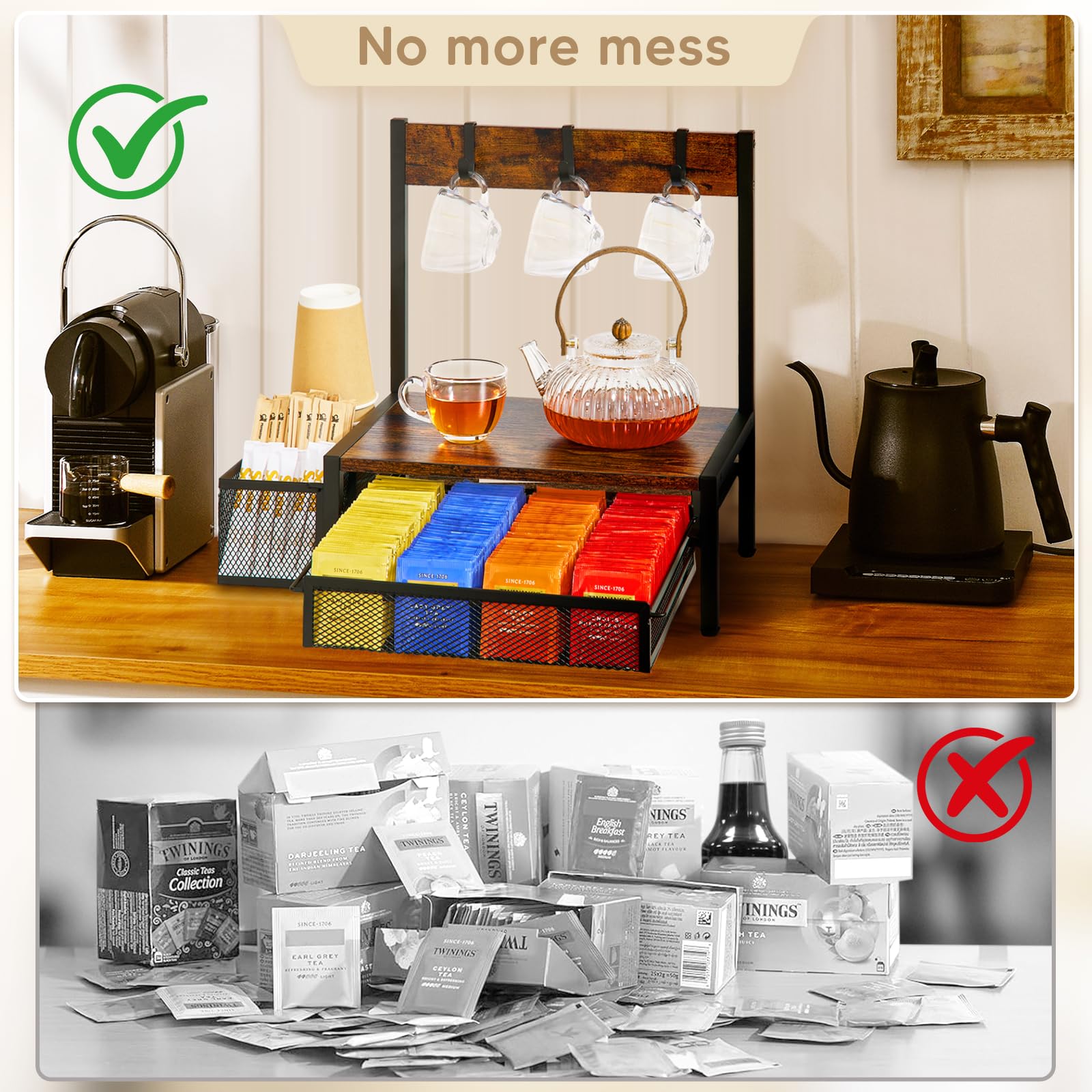 Close-up of the cup compartment for quick access during brewing