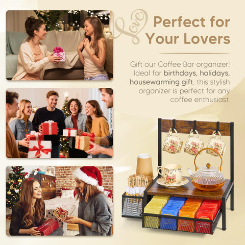 DGWJSU tea bag organizer in a tidy kitchen setup on a counter