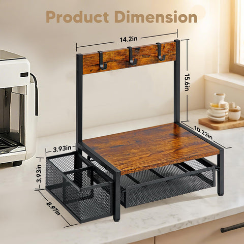 Two-slot cup organizer keeps cups and lids neatly within reach